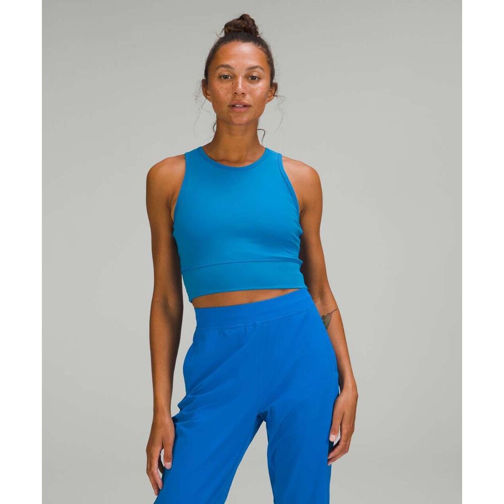 NWOT Lululemon Mesh-Back Training Cropped Tank Top Size 4 Poolside Blue W1DSUS - Picture 2 of 6